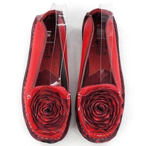 L'ARTISTE by SPRING STEP Dezi Red Leather Flats With Flower